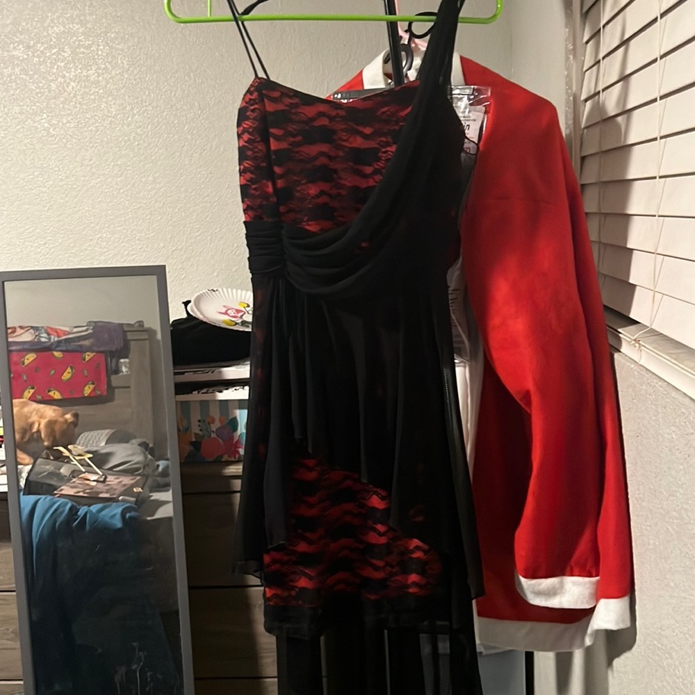 Woman’s Dress Size Small Red and Black Mesh